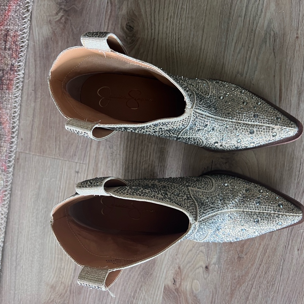 Jessica Simpson Sparkling Silver Ankle Booties - Picture 5 of 8